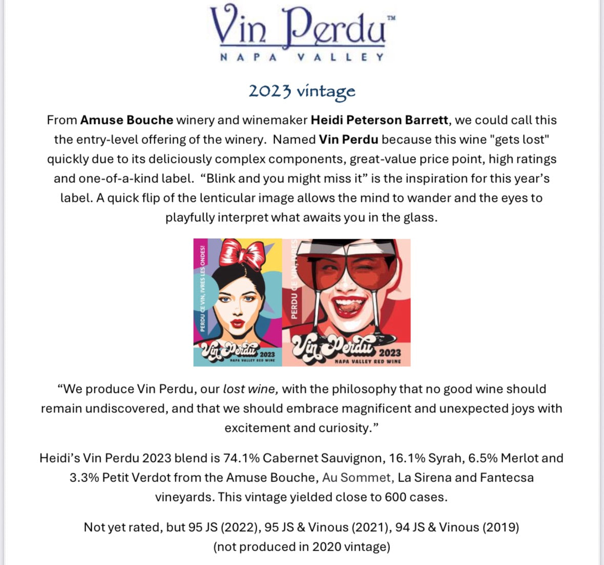 2023 Vin Perdu Napa Valley Red Blend