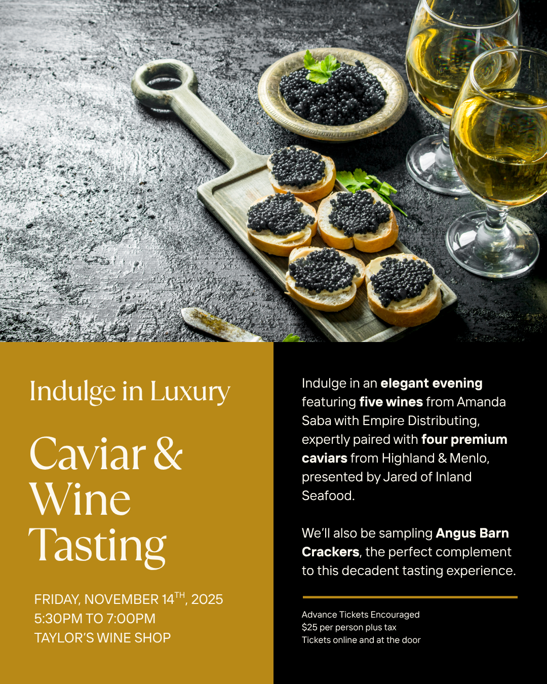Caviar & Wine Tasting - November 14th, 2025