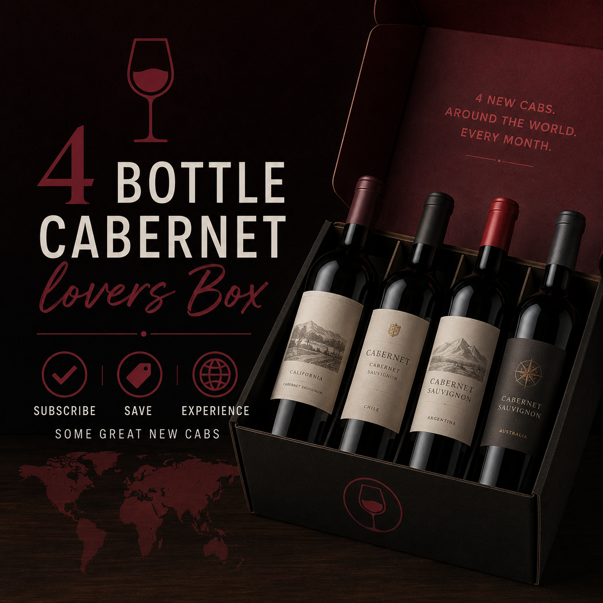 Monthly Subscription Cabernet Sauvignon Lovers Box - 4 Bottles