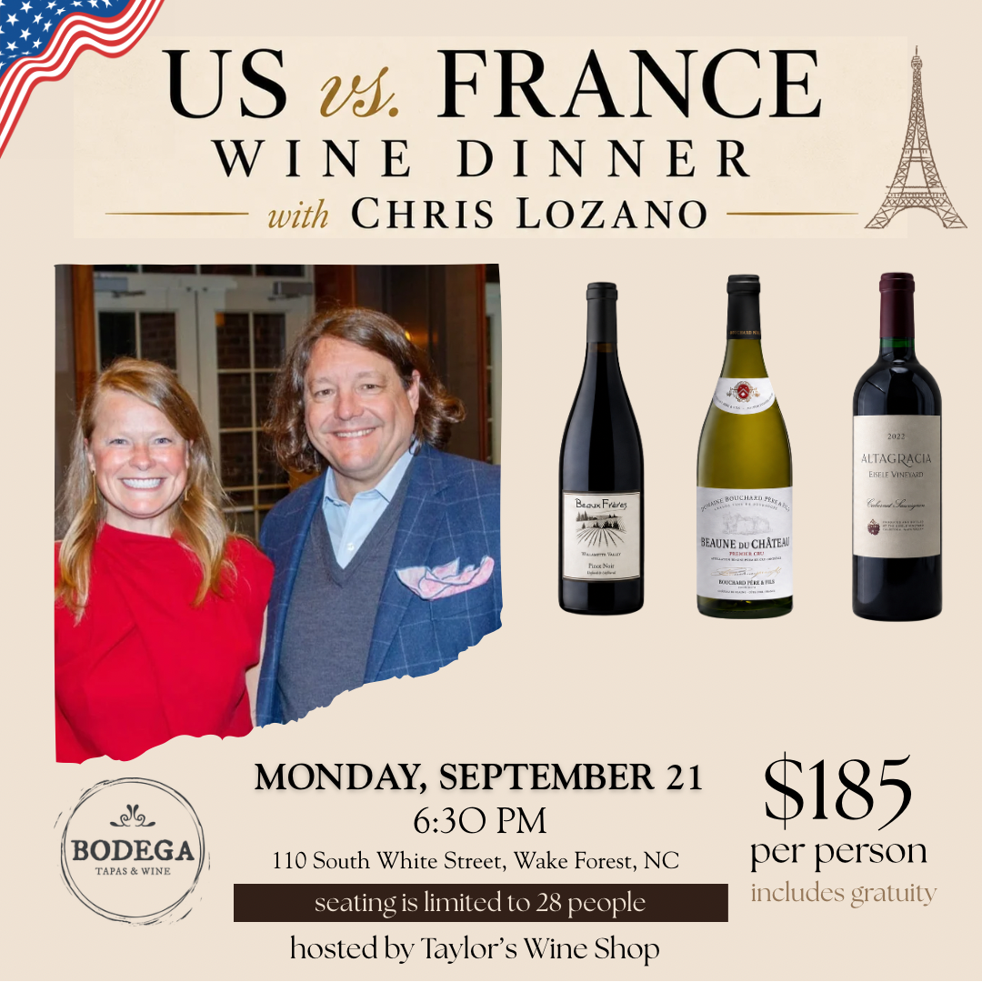 US vs. France Wine Dinner with Chris Lozano at Bodega - September 21,  2026
