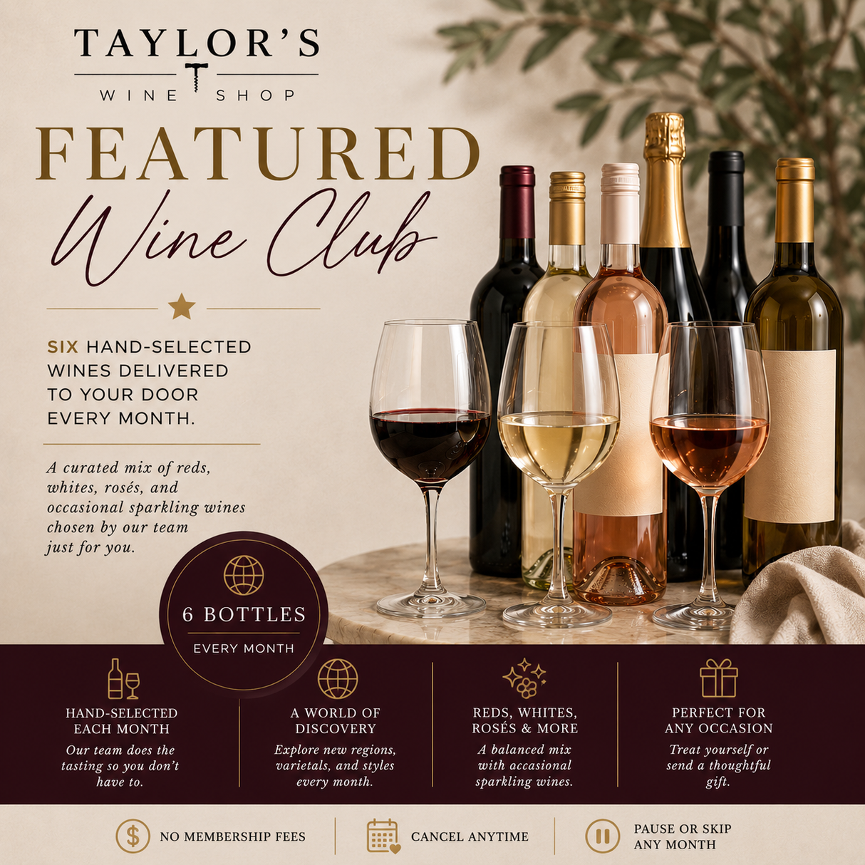 Monthly Subscription Wine Box - 6 Bottle Option