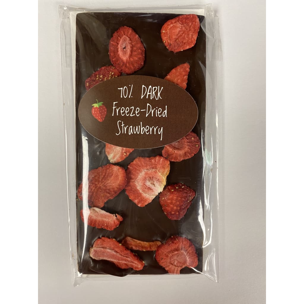 Fera’Wyn’s Artisan Chocolate Bars 70% Dark Freeze-Dried Strawberry Chocolate