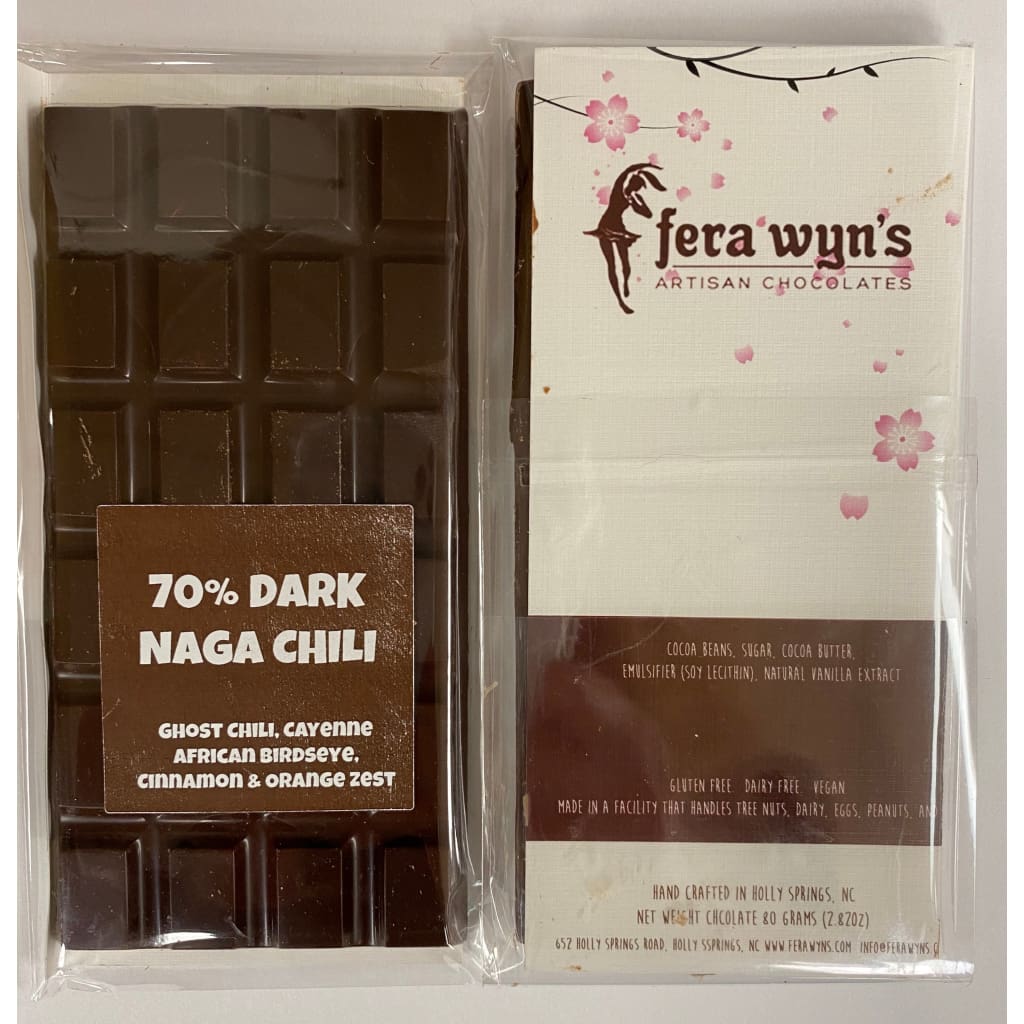Fera’Wyn’s Artisan Chocolate Bars 70% Dark Naga Chili Chocolate